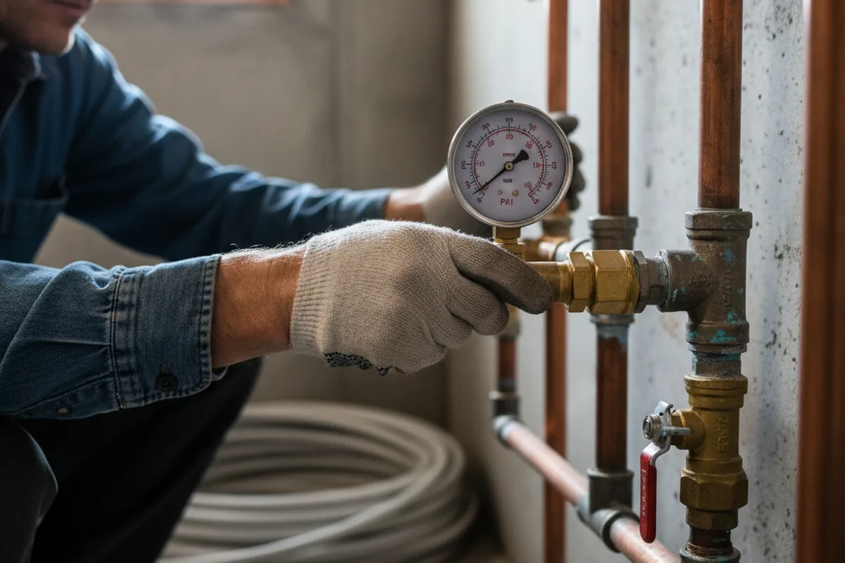 Pressure testing a repaired line during Water Line Repair in Chana